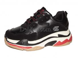 Кроссовки женские весна-осень (36-40) Restime-PWO-18408-black-wine (22.4$)