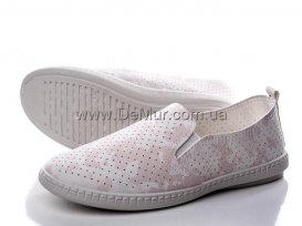 Слипоны детские для девочек весна-осень (30-35) Violeta-203-17-white-demi