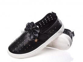 Слипоны детские для девочек весна-осень (30-35) Violeta-203-19-black-demi