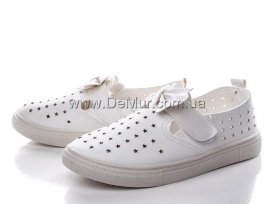 Слипоны детские для девочек весна-осень (30-35) Violeta-203-19-white-demi