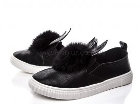 Слипоны детские для девочек весна-осень (30-35) Violeta-203-4-black-demi