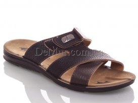 Шлепанцы мужские (40-45) DeMur-M-6841-black-brown