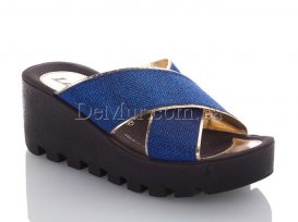 Шлепанцы женские (36-40) DeMur-W-777-19-blue-gold