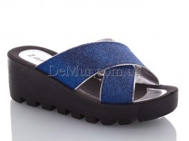 Шлепанцы женские (36-40) DeMur-W-777-19-blue-silver