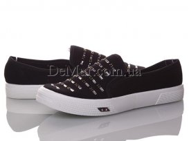 Слипоны женские весна-осень (36-40) DeMur-W-2850-1-paetki-black