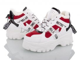 Кроссовки женские зимние (36-41) Ailaifa-B-31-white-red