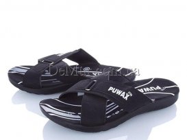 Шлепанцы подростковые (36-39) DeMur-A-6103-black