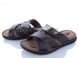 Шлепанцы мужские (40-45) DeMur-M-6111-black-brown