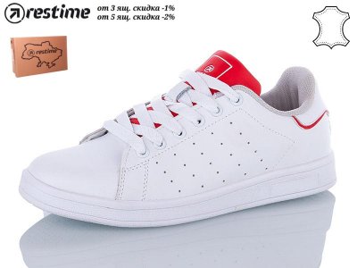Кеды подростковые Restime (36-41) PWO19558 white- red (деми)