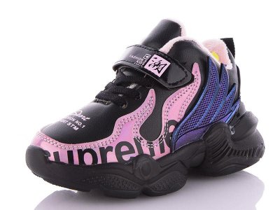 Детские зимние кроссовки для девочек Lilin (26-31) 929 black-pink (зима)