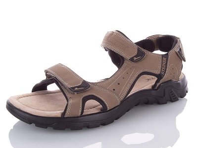 Босоножки мужские Steiner (47-49) D6827 l.brown батал (лето)