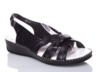 Босоножки женские Minghong (41-43) 905 black батал (лето)