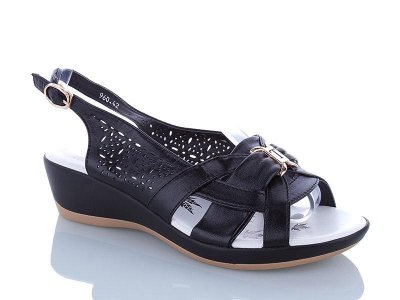 Босоножки женские Minghong (41-43) 960 black батал (лето)