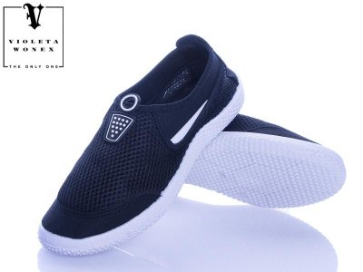 Слипоны подростковые Violeta (36-41) 16-101 black (лето)