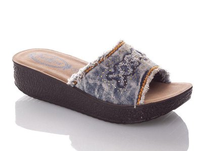 Шлепки женские DeMur (36-40) W305-blue (лето)