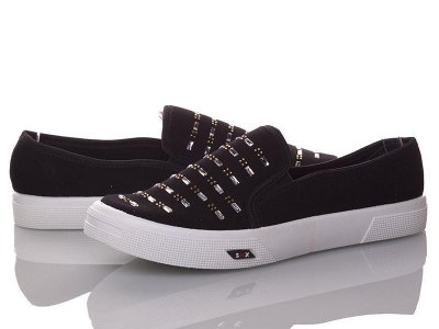 Слипоны детские DeMur (36-40) W2850-1-paetki-black (деми)