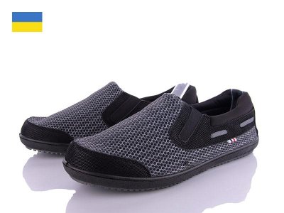 Слипоны мужские Paolla (41-45) Verta Т8 серый-черный (лето)