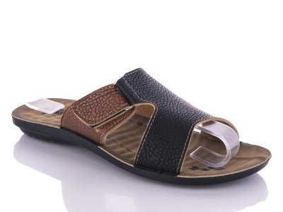 Шлепки подростковые DeMur (36-39) 5321 black-camel (лето)