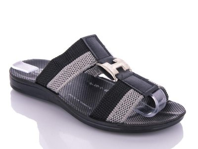 Шлепки подростковые DeMur (36-39) HP pr black-grey (лето)