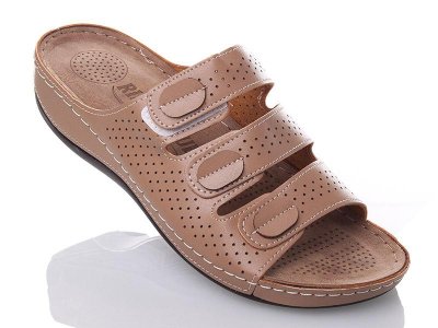 Шлепки женские Sali (40-43) 523-05 d.beige батал (лето)