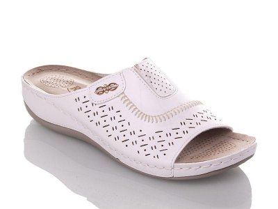 Шлепки женские Sali (40-43) 364-05 white батал (лето)