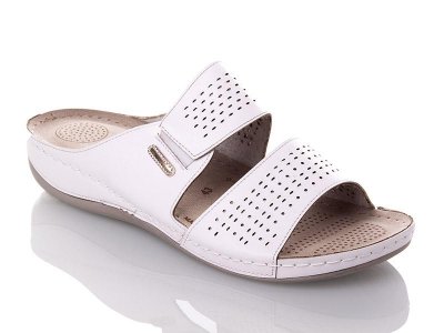 Шлепки женские Sali (40-43) 375-05 white батал (лето)