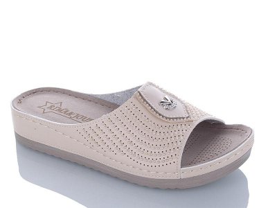 Шлепки женские Sali (40-43) 1024-019 beige батал (лето)