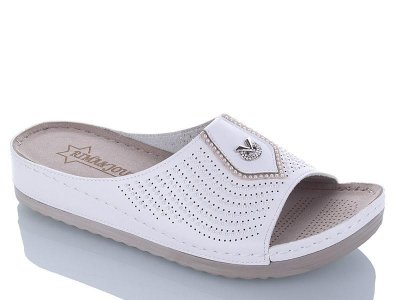 Шлепки женские Sali (40-43) 1024-019 white батал (лето)