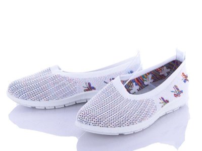 Слипоны женские Gedanni (36-41) H5 white бабочки (деми)