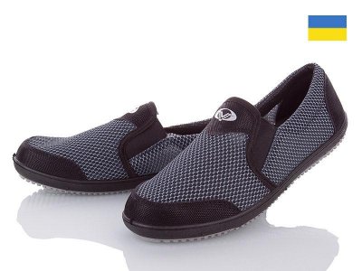 Слипоны мужские Львов База (40-45) Verta T6 черный-серый (лето)