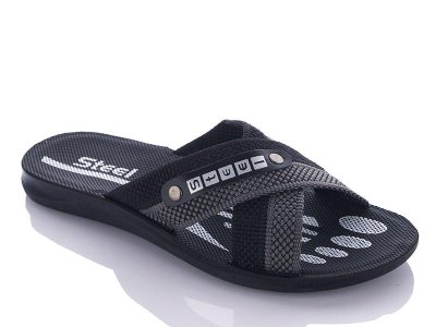 Шлепанцы мужские DeMur (41-45) STL1 black-grey (лето)