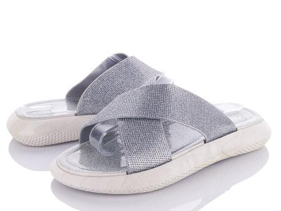 Шлепки женские Dago (36-41) Шлепки Ж255-9 серебряный (лето)