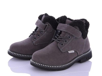 Ботинки для девочек Apawwa (27-32) H189 grey (зима)