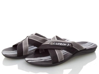 Шлепанцы мужские OkShoes (40-45) Lorin black-grey (40-45) (лето)
