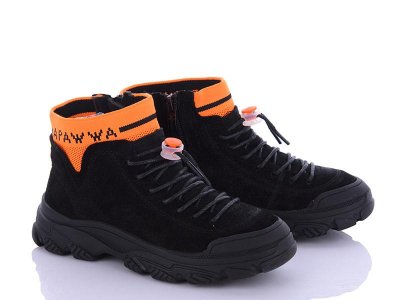 Ботинки для девочек Clibee (32-37) GQ74 black-orange (деми)