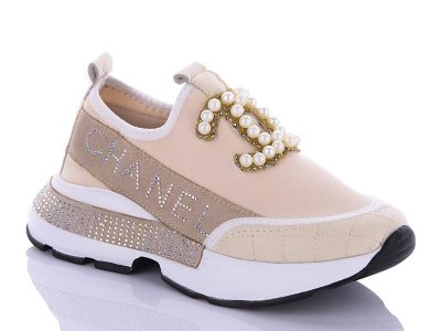 Кроссовки женские Jumay (36-40) Ch жемчуг стразы бежевый (деми)