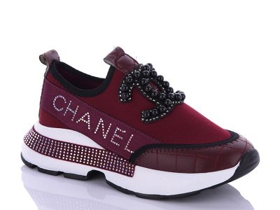 Кроссовки женские Jumay (36-40) Ch жемчуг стразы красный (деми)