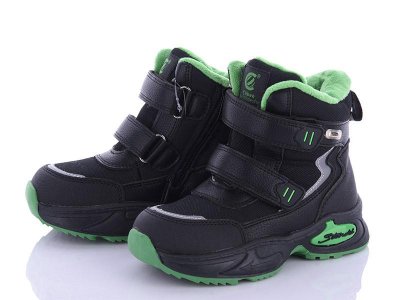 Ботинки детские зимние для девочек Цветик (26-31) H273 black-green (зима)