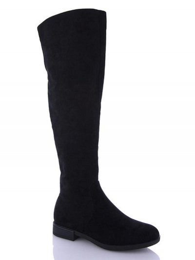 Сапоги женские Dual-Purlina (36-41) P633 black замш (деми)