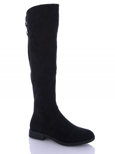 Сапоги женские Dual-Purlina (36-41) P635 black замш (деми)
