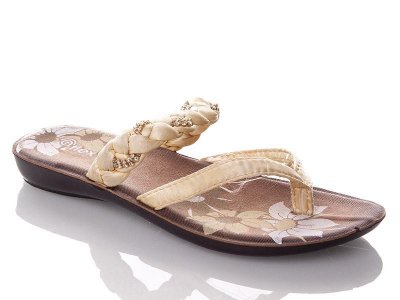 Шлепки женские DeMur (36-40) WPletenka-beige (лето)