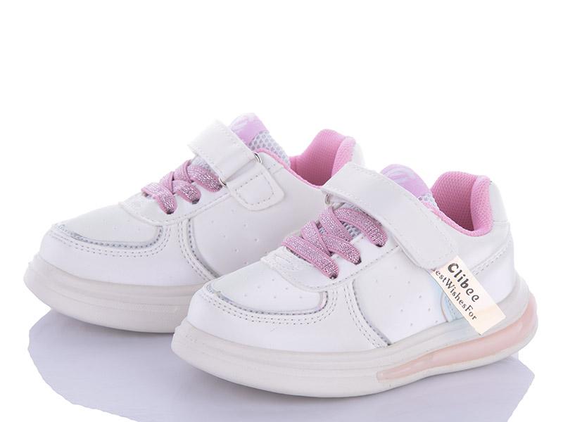 Кроссовки для девочек Clibee (21-26) E82 white-pink (деми)