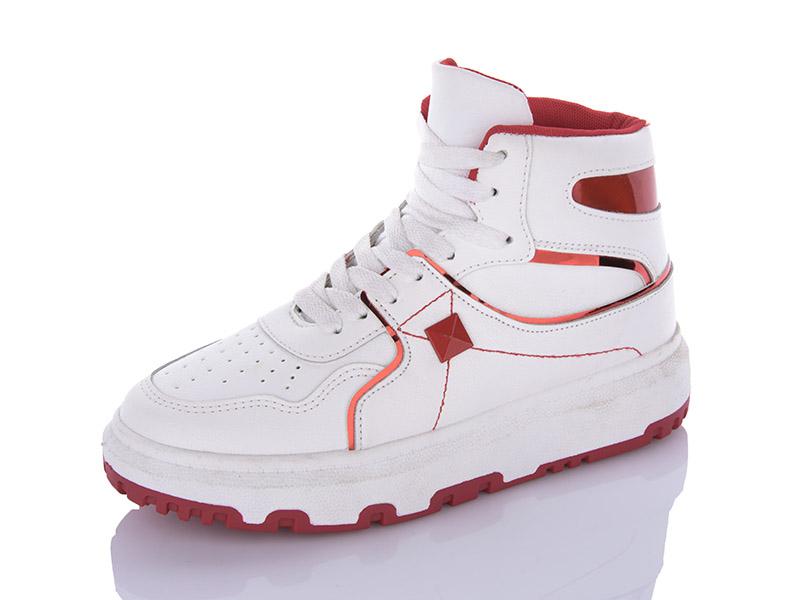 Кроссовки женские QQ Shoes (36-41) PK72 white-red (деми)
