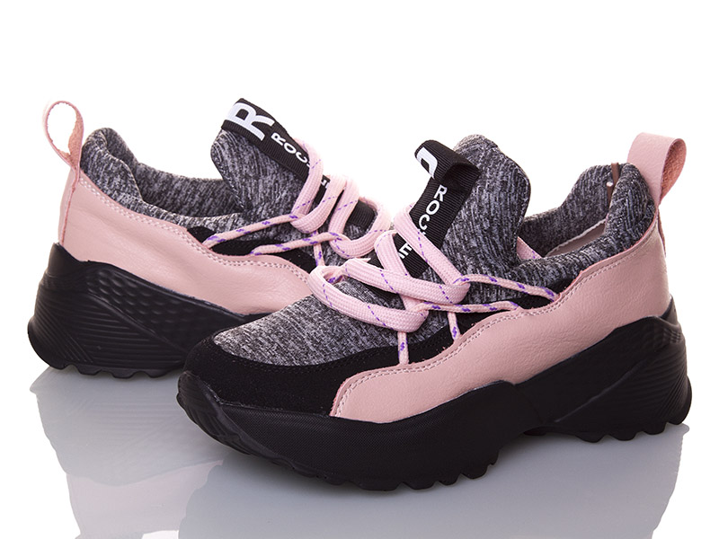 Кроссовки женские Class-shoes (36-40) 18-10 серый-розовый (деми)