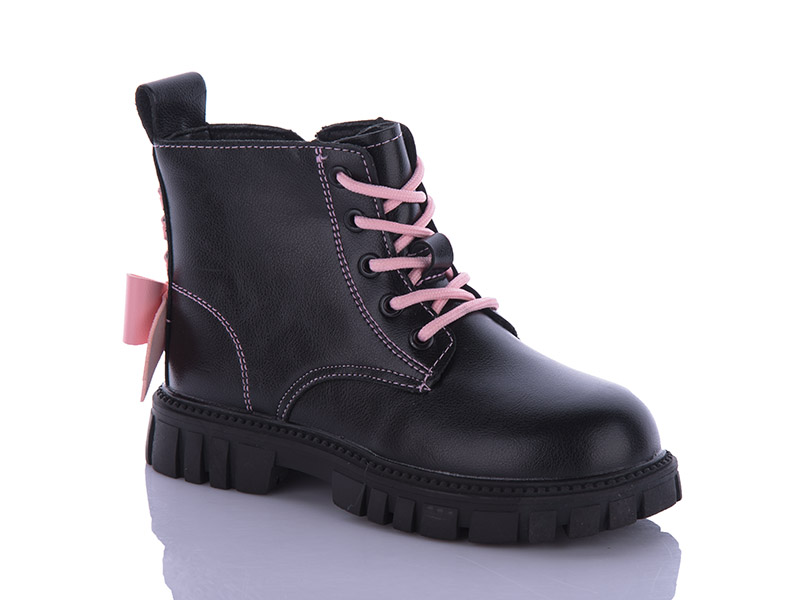 Ботинки для девочек Леопард (32-37) B00 black-pink (деми)