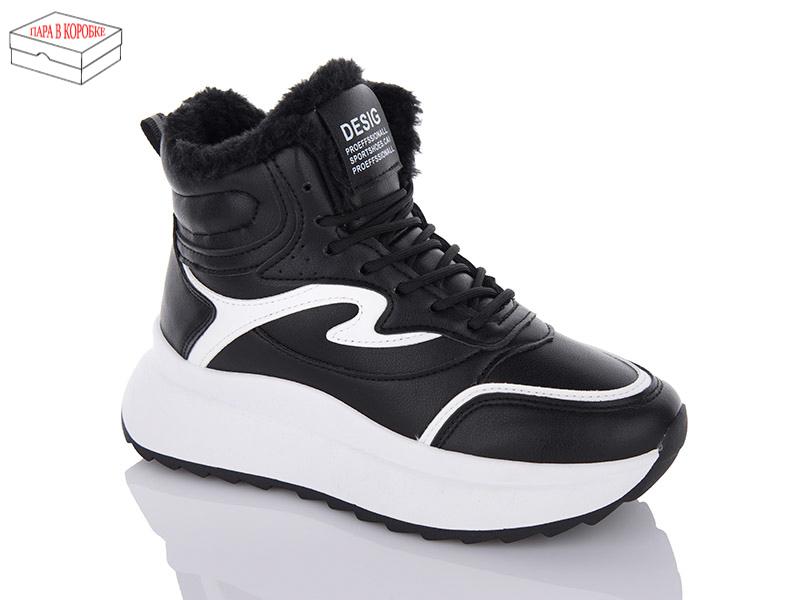 Кроссовки женские зима QQ Shoes (36-41) JP31 black-white (зима)