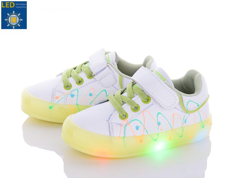 Кроссовки для девочек Apawwa (21-25) NC57-1 green LED (деми)