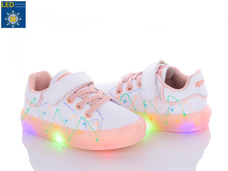 Кроссовки для девочек Apawwa (21-25) NC57-1 pink LED (деми)