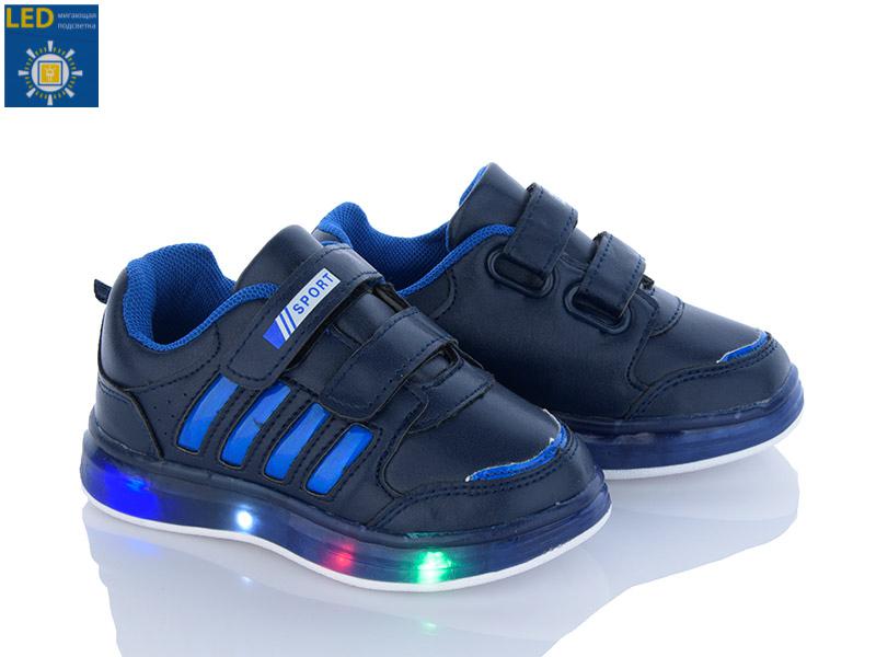 Кроссовки для мальчиков Viktoria (21-26) AC001-2-4 navy-r.blue LED (деми)