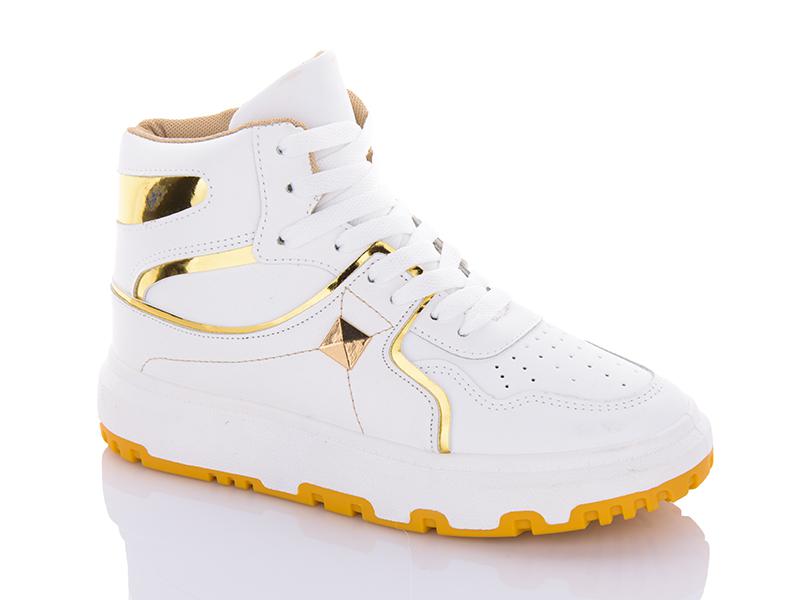 Кроссовки женские ABA (36-41) BK72 white-gold (деми)